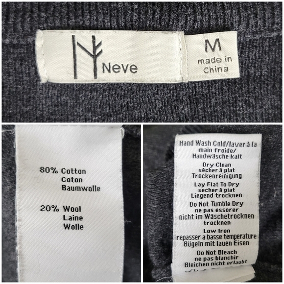 Neve Wool Blend Zip-Up Thick Knit Sweater Jacket Women's Size M Gray & Green - Picture 4 of 8